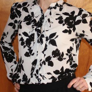 White with black flowers blouse